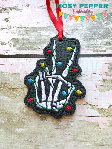 Skeleton Lights ornament 4x4 machine embroidery design DIGITAL DOWNLOAD