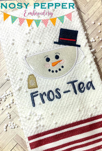 Fros-Tea Applique machine embroidery design 5 sizes included DIGITAL DOWNLOAD