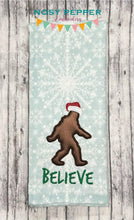 Load image into Gallery viewer, Believe Bigfoot Santa Applique machine embroidery design DIGITAL DOWNLOAD