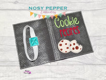 Load image into Gallery viewer, Cookie Recipe appliqué notebook cover machine embroidery design (2 sizes available) DIGITAL DOWNLOAD