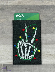 Skeleton Lights Gift Card holder machine embroidery design 4x4 DIGITAL DOWNLOAD
