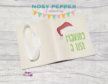 Load image into Gallery viewer, Making A List notebook cover (2 sizes available) machine embroidery design DIGITAL DOWNLOAD