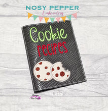 Load image into Gallery viewer, Cookie Recipe appliqué notebook cover machine embroidery design (2 sizes available) DIGITAL DOWNLOAD
