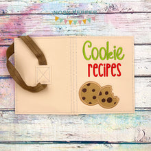 Load image into Gallery viewer, Cookie Recipe appliqué notebook cover machine embroidery design (2 sizes available) DIGITAL DOWNLOAD