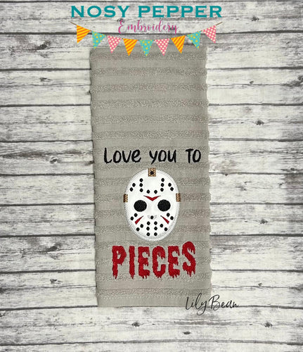 Love You To Pieces Appliqué machine embroidery design (4 sizes available) DIGITAL DOWNLOAD