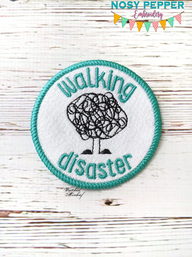 Walking Disaster Patch machine embroidery design (2 sizes included) DIGITAL DOWNLOAD