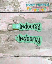 Load image into Gallery viewer, Indoorsy Fob &amp; Snap Tab machine embroidery design (single &amp; multi files included) DIGITAL DOWNLOAD
