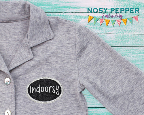 Indoors Patch machine embroidery design (2 sizes included) DIGITAL DOWNLOAD