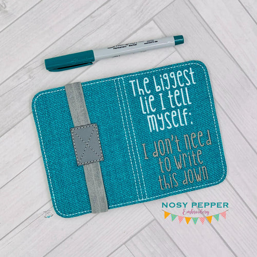 The Biggest Lie notebook cover machine embroidery design (2 sizes available) DIGITAL DOWNLOAD