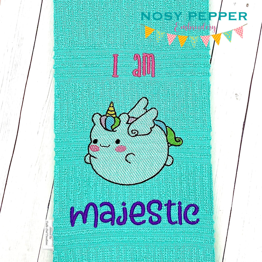 I Am Majestic sketchy machine embroidery design (4 sizes and 2 versions included) DIGITAL DOWNLOAD