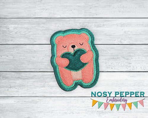 Heart Bear Patch machine embroidery design (2 sizes included) DIGITAL DOWNLOAD