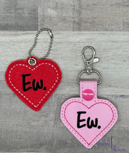 Load image into Gallery viewer, Ew Key Fob &amp; Snap Tab machine embroidery design (single &amp; multi files included) DIGITAL DOWNLOAD