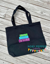 Load image into Gallery viewer, Easily Distracted By Books Appliqué machine embroidery design (4 sizes available) DIGITAL DOWNLOAD