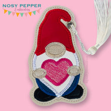 Load image into Gallery viewer, Gnome applique bookmark/bag tag/ornament machine embroidery design DIGITAL DOWNLOAD