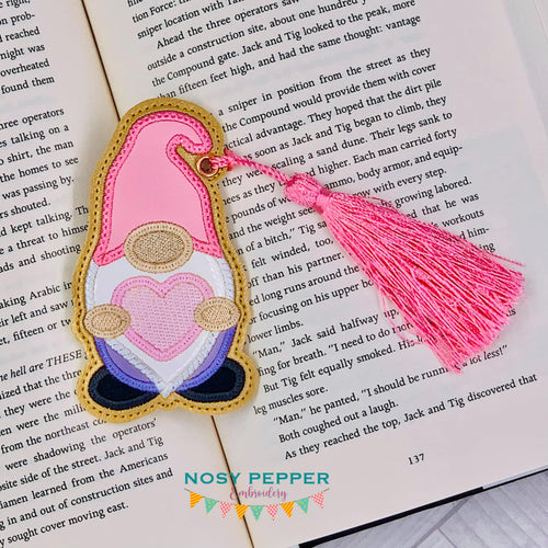Gnome applique bookmark/bag tag/ornament machine embroidery design DIGITAL DOWNLOAD