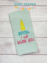 Load image into Gallery viewer, B#tch I Will Shank You machine embroidery design (applique and fill versions included in 4 sizes) DIGITAL DOWNLOAD