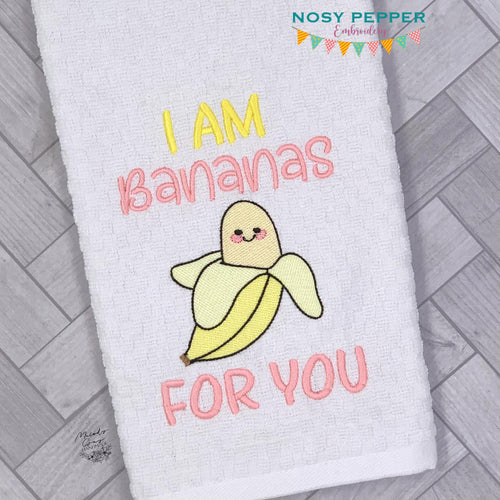 I Am Bananas For You sketchy machine embroidery design (4 sizes available) DIGITAL DOWNLOAD