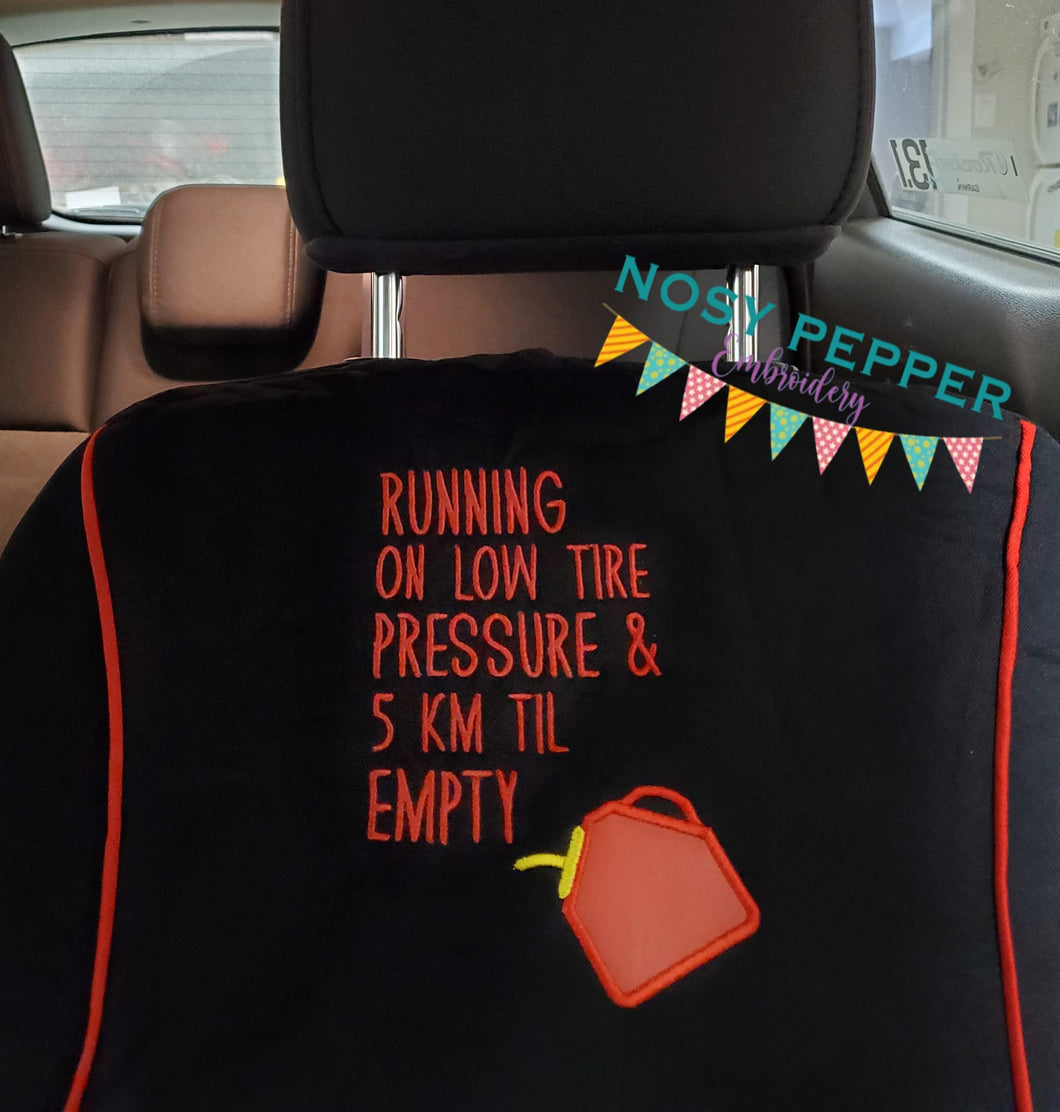 Running Low On Tire Pressure machine embroidery design UK Version (4 sizes included) DIGITAL DOWNLOAD
