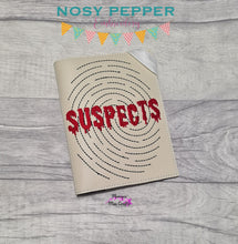 Load image into Gallery viewer, Suspects notebook cover machine embroidery file (2 sizes available) DIGITAL DOWNLOAD