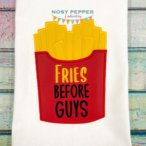 Fries Before Guys appliqué machine embroidery design (4 sizes included) DIGITAL DOWNLOAD