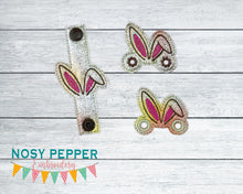 Load image into Gallery viewer, Bunny Ears Shoe Charm machine embroidery design (3 versions included) DIGITAL DOWNLOAD