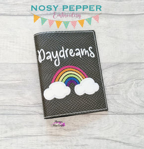 Daydreams appliqué notebook cover machine embroidery design (2 sizes available) DIGITAL DOWNLOAD