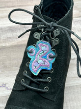 Load image into Gallery viewer, Mermaid Shoe Charm machine embroidery design (2 versions included) DIGITAL DOWNLOAD