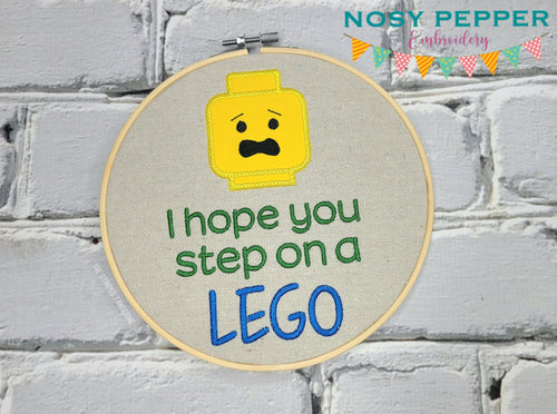 I Hope You Step On A Block applique machine embroidery design (4 sizes included) DIGITAL DOWNLOAD