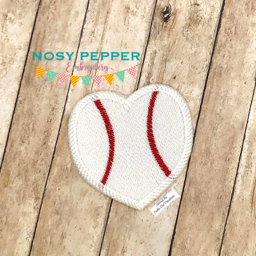 Baseball Heart Patch machine embroidery design (2 sizes included) DIGITAL DOWNLOAD