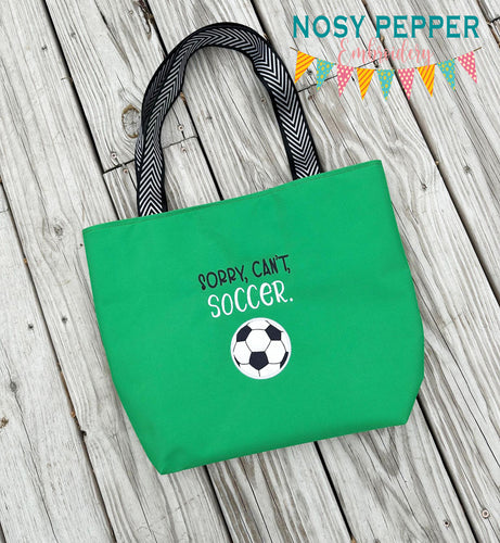 Sorry, Can't, Soccer Appliqué machine embroidery design (5 sizes included) DIGITAL DOWNLOAD