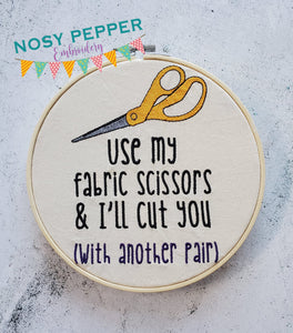 Fabric Scissors machine embroidery design (4 sizes included) DIGITAL DOWNLOAD