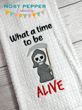 Load image into Gallery viewer, What A Time To Be Alive sketchy machine embroidery design (4 sizes included) DIGITAL DOWNLOAD