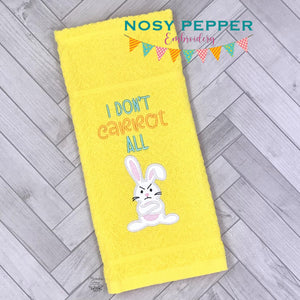 I Don't Carrot applique machine embroidery design (4 sizes included) DIGITAL DOWNLOAD