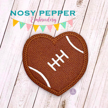 Load image into Gallery viewer, Football Heart Patch machine embroidery file(2 sizes included) DIGITAL DOWNLOAD