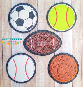 Sports Coaster appliqué set design machine embroidery design (4 designs included) DIGITAL DOWNLOAD