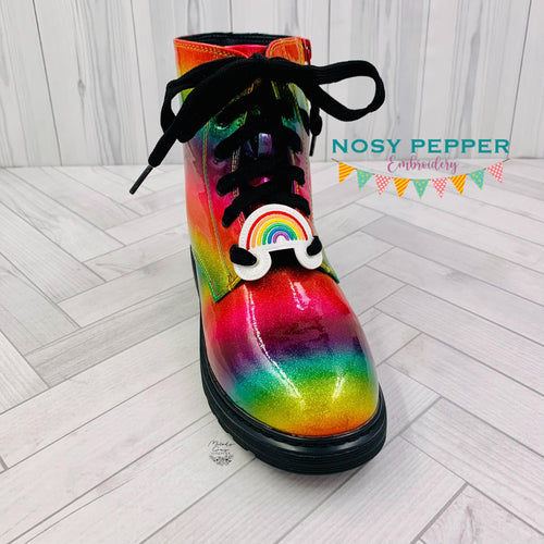 Rainbow Shoe Charm machine embroidery design (3 versions included) DIGITAL DOWNLOAD