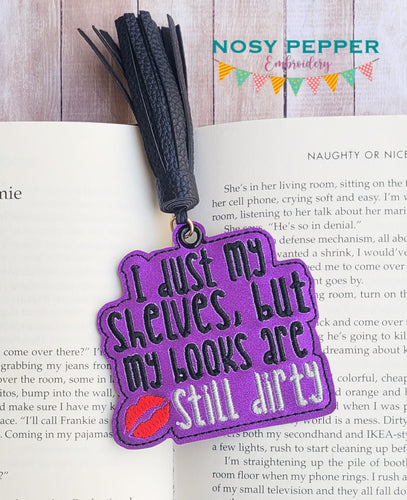 I Dust My Bookshelves bookmark/bag tag/ornament machine embroidery design DIGITAL DOWNLOAD