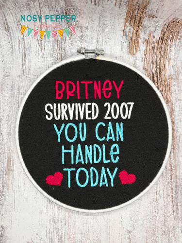 Britney Survived machine embroidery design (4 sizes included) DIGITAL DOWNLOAD