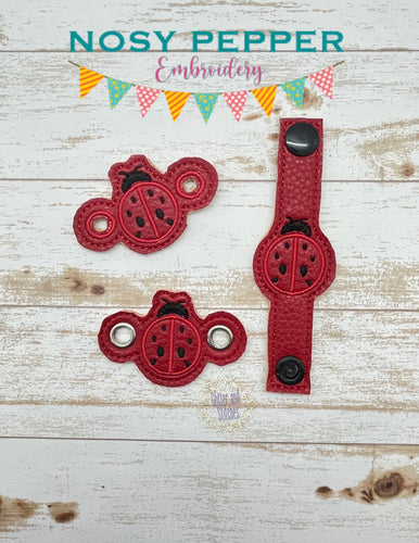 Lady Bug Shoe Charm machine embroidery design (3 versions included) DIGITAL DOWNLOAD