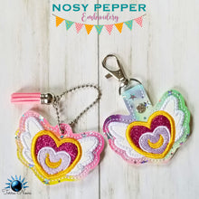 Load image into Gallery viewer, Heart Moon applique eyelet fob and snap tab set machine embroidery design DIGITAL DOWNLOAD