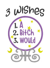 Load image into Gallery viewer, 3 Wishes applique (4 sizes included) machine embroidery design DIGITAL DOWNLOAD