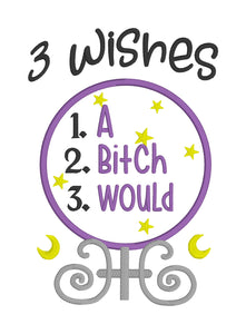 3 Wishes applique (4 sizes included) machine embroidery design DIGITAL DOWNLOAD