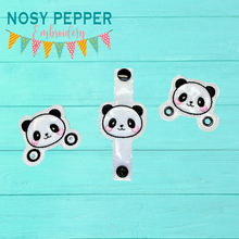 Load image into Gallery viewer, Panda Shoe Charm machine embroidery design (3 versions included) DIGITAL DOWNLOAD