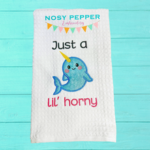 Load image into Gallery viewer, Just A Little Horny appliqué machine embroidery design (4 sizes included) DIGITAL DOWNLOAD