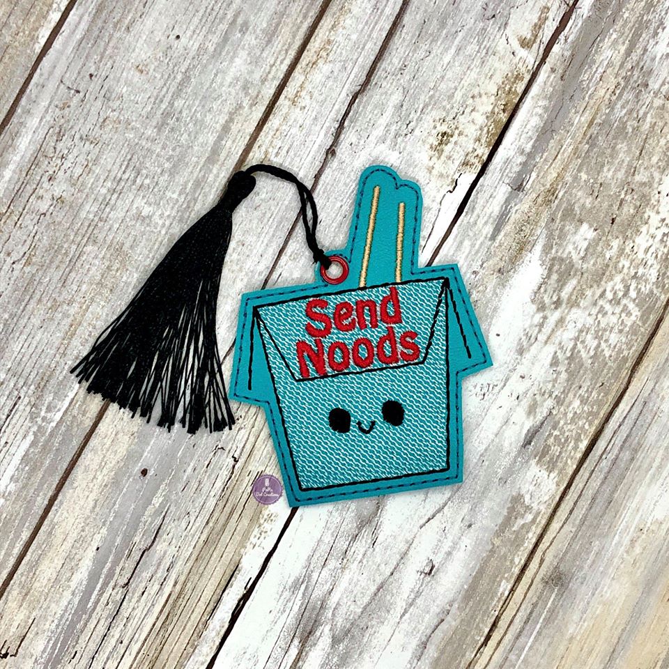 Send Noods sketchy 4x4 Bookmark machine embroidery design DIGITAL DOWNLOAD