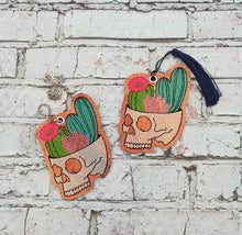Load image into Gallery viewer, Cactus Skull Sketchy Bookmark/Ornament 4x4 machine embroidery design DIGITAL DOWNLOAD