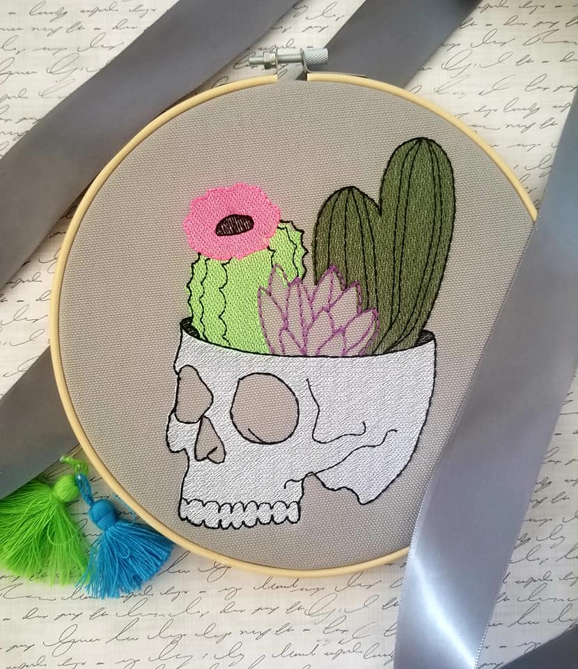 Cactus Skull Sketchy (4 Sizes included) machine embroidery design DIGITAL DOWNLOAD