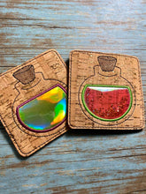 Load image into Gallery viewer, Potion Coaster Set applique and fill styles 4x4 machine embroidery design