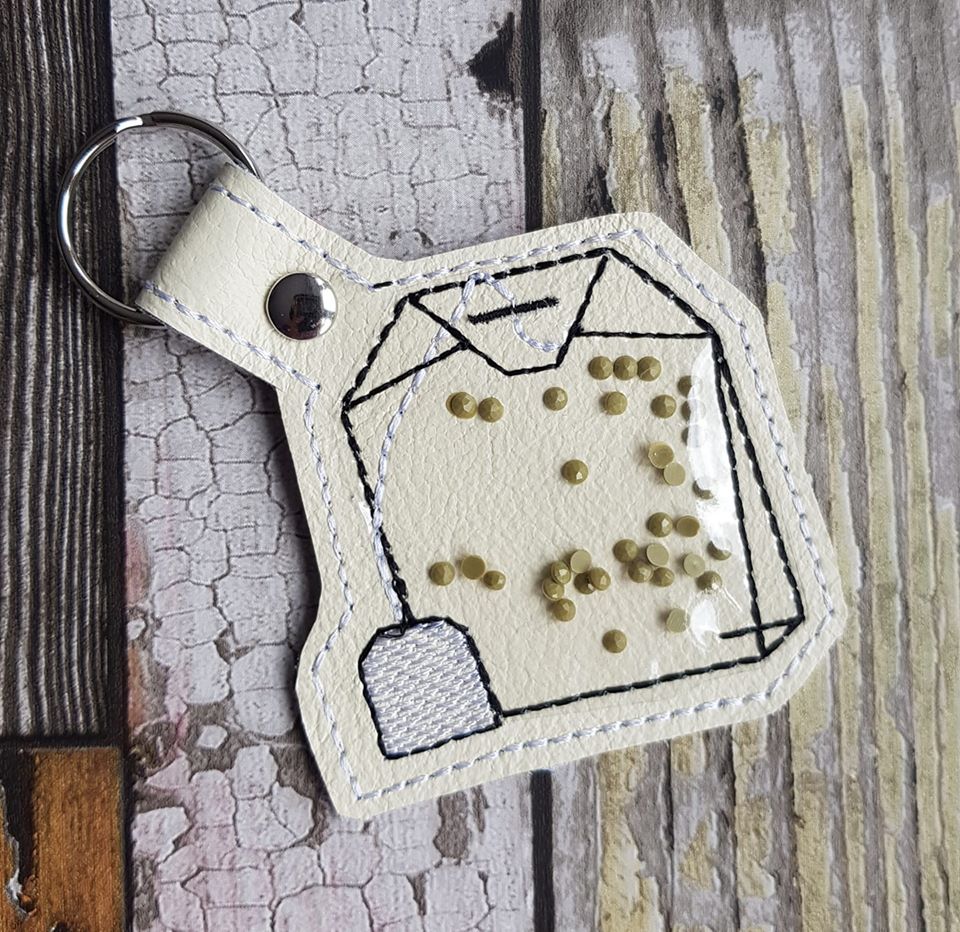 Tea bag applique snap tab 4x4 machine embroidery design DIGITAL DOWNLO ...
