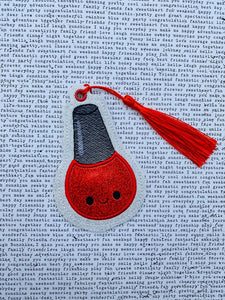 Nail Polish Applique Book mark (two versions included) machine embroidery design DIGITAL DOWNLOAD